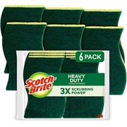 Scotch-Brite Heavy Duty Scrub Sponges, Sponges for Cleaning Kitchen and Household, Heavy Duty Sponges Safe for Non-Coated Cookware, 6 Scrubbing Sponges