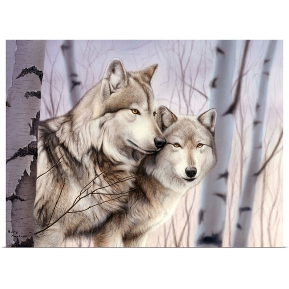 Great BIG Canvas | Rolled Rusty Frentner Poster Print entitled Two Wolves In The Birches