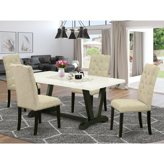 5-Piece Rectangular Dinette Set - Dining Table with 4 Chairs - Modern Kitchen Table Set