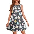 thumbnail image 2 of LTTVQM Girls Easter Dress 2026 Egg Bunny Graphic Cute Sleeveless Sundress Comfortable Crew Neck Midi Dress Lightweight A-Line Dresses Dark Gray 5-6 Years, 2 of 6