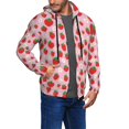 thumbnail image 2 of Kdxio Hand Drawn Strawberry Print Men Hoodies Casual Hoodies for Men with Zip Pockets Full Zip Long Sleeve Sweatshirt Sports Hooded Jacket-3X-Large, 2 of 5