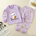 thumbnail image 2 of Zwiiyzr 3M-5Y Toddler Baby Kids Winter Fall Pajama Set Boys Girls Solid Color Rabbit Print Long Sleeve 2 Piece Outfits Sleepwear Baby Clothes Suit Purple, 2 of 4