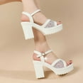 thumbnail image 2 of Fesfesfes Sandles Peep-toe Pump Women's Summer Casual Round-toe Sandals High-heeled Platform Fashion Sandals 4.5(35), 2 of 4