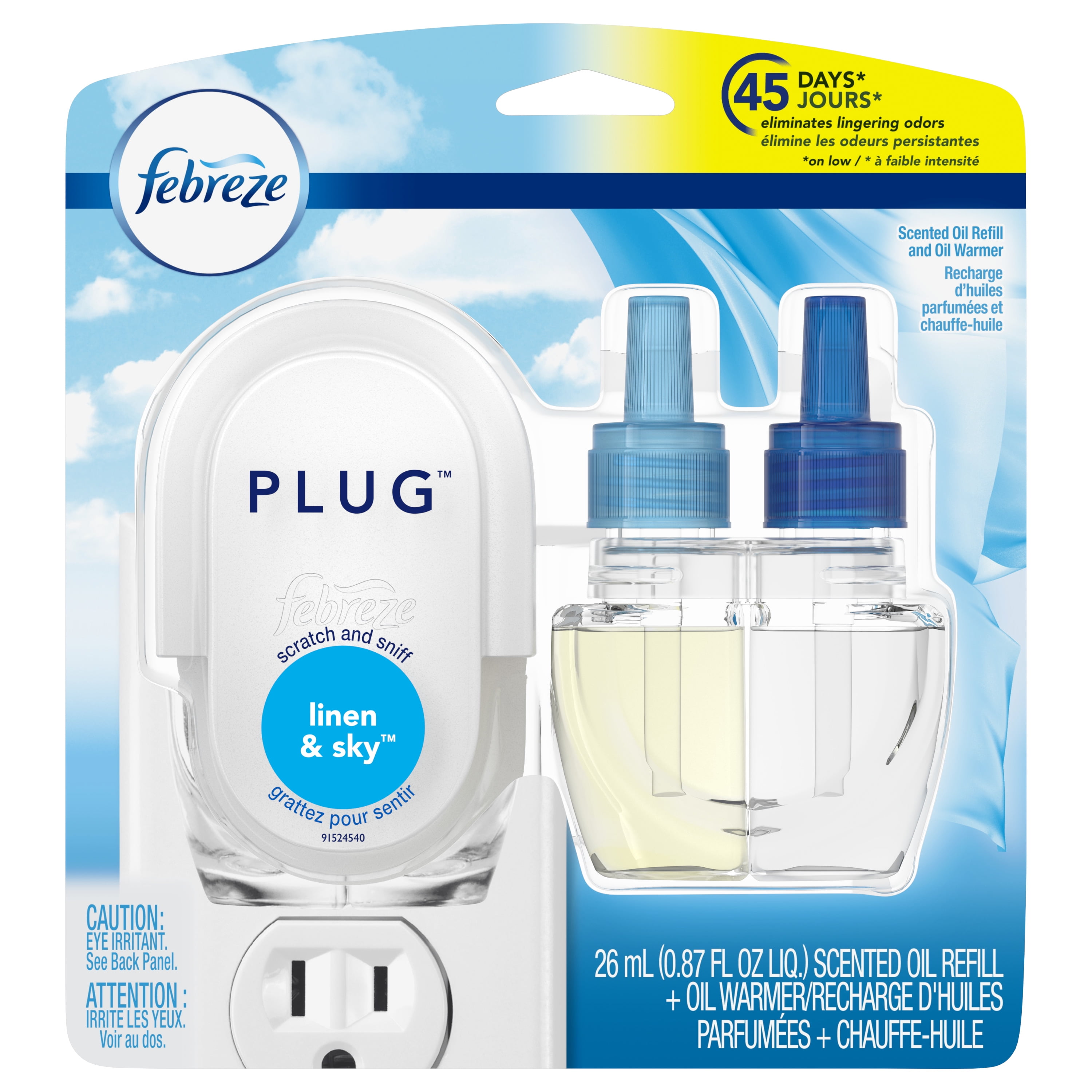Febreze Plug Scented Oil Refill and Oil Warmer, Linen & Sky, 1 Ct