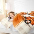 thumbnail image 3 of Manfei Watercolor Orange Fall Truck King Bedding for Kids, Autumn Sunflower Plaid King Bed in a Bag, Halloween Reversible, 7 Pieces, 3 of 7