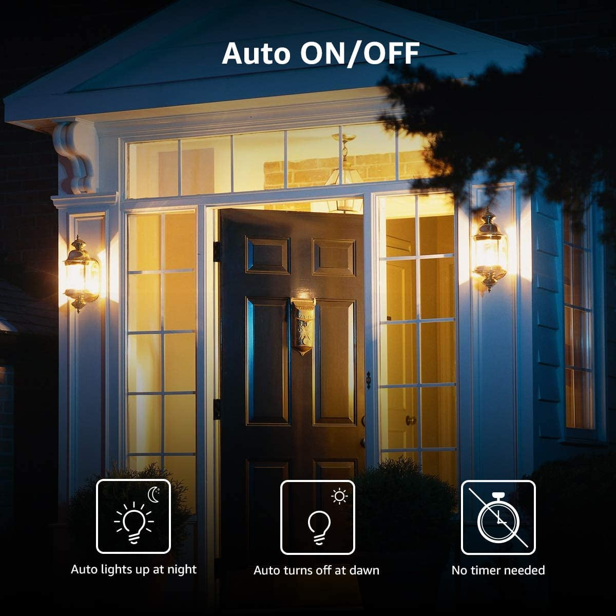 FEFEFW-Dusk to Dawn Light Bulbs Outdoor Lighting, Auto On/Off, Light Sensor LED Bulbs, 60 Watt Equivalent, Non-Dimmable, A19 E26 Medium Screw Base, 9W 806 Lumens, Soft White, Pack of 2