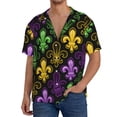 thumbnail image 3 of Xecao offers the Mardi Gras1 for Men's Casual Short-sleeved Shirt, a button-up collared shirt with a pocket, perfect for beach vacations and yacht travel in the XX-Large size., 3 of 7