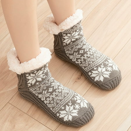 

Knosfe Women Fluffy Winter Socks Fuzzy Warm Christmas Slipper Socks Free Size