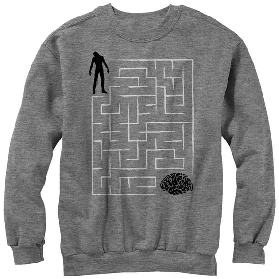 Men's Lost Gods Halloween Zombie Brain Teaser Maze  Sweatshirt Athletic Heather Medium