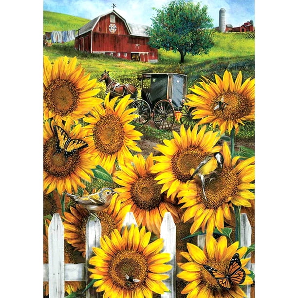 Cuadros Decorativos (DE0731) 5D DIY Taladro completo Pintura de diamante Girasol Punto de cruz Kit de artesanía (z1314) 20X30cm Ehuebsd embutido en tela