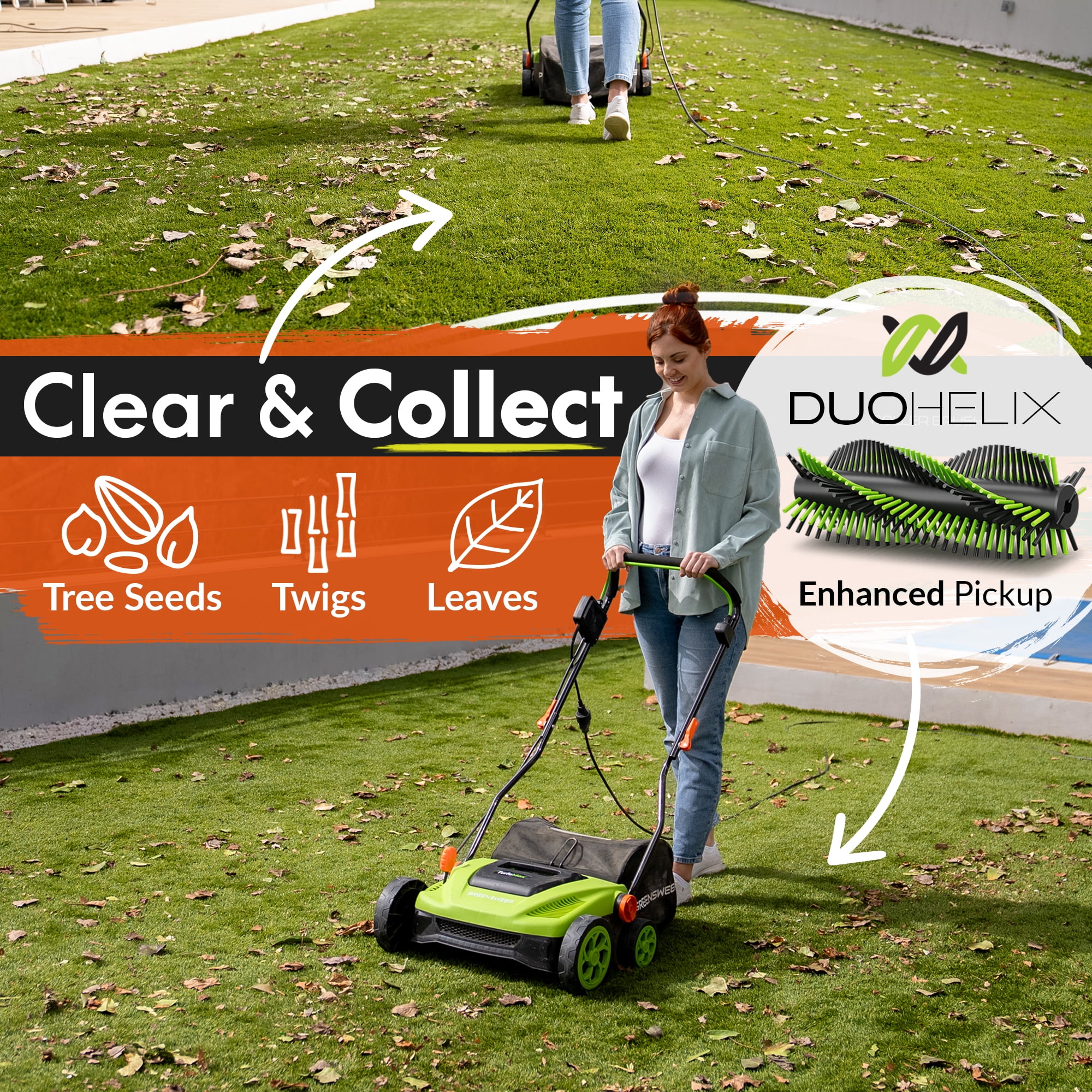 GreenSweep TurfoMax Artificial Grass Sweeper – Electric Turf Cleaner with Collection Bag & Adjustable Height Settings