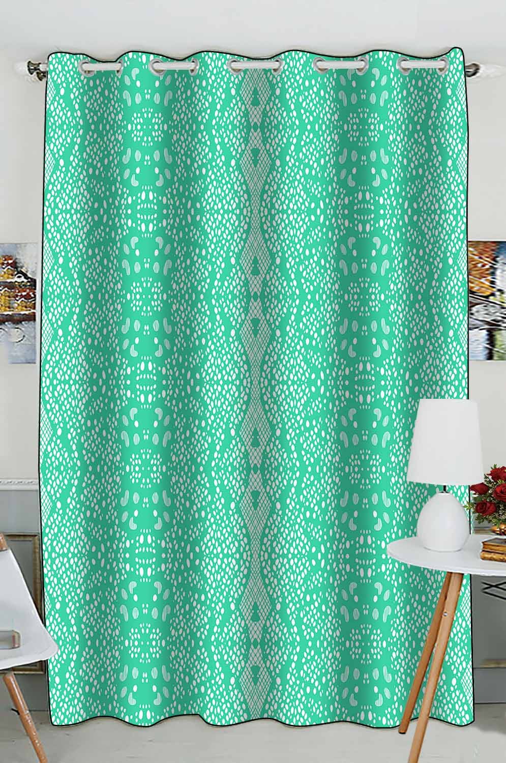 ABPHQTO Lace Mint Color Window Curtain Kitchen Curtain Window Drapes