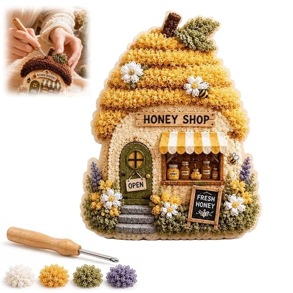 Whimsical Village 3D Fabric Poke Art Kit, Mushroom DIY Craft for Adults (#A)
