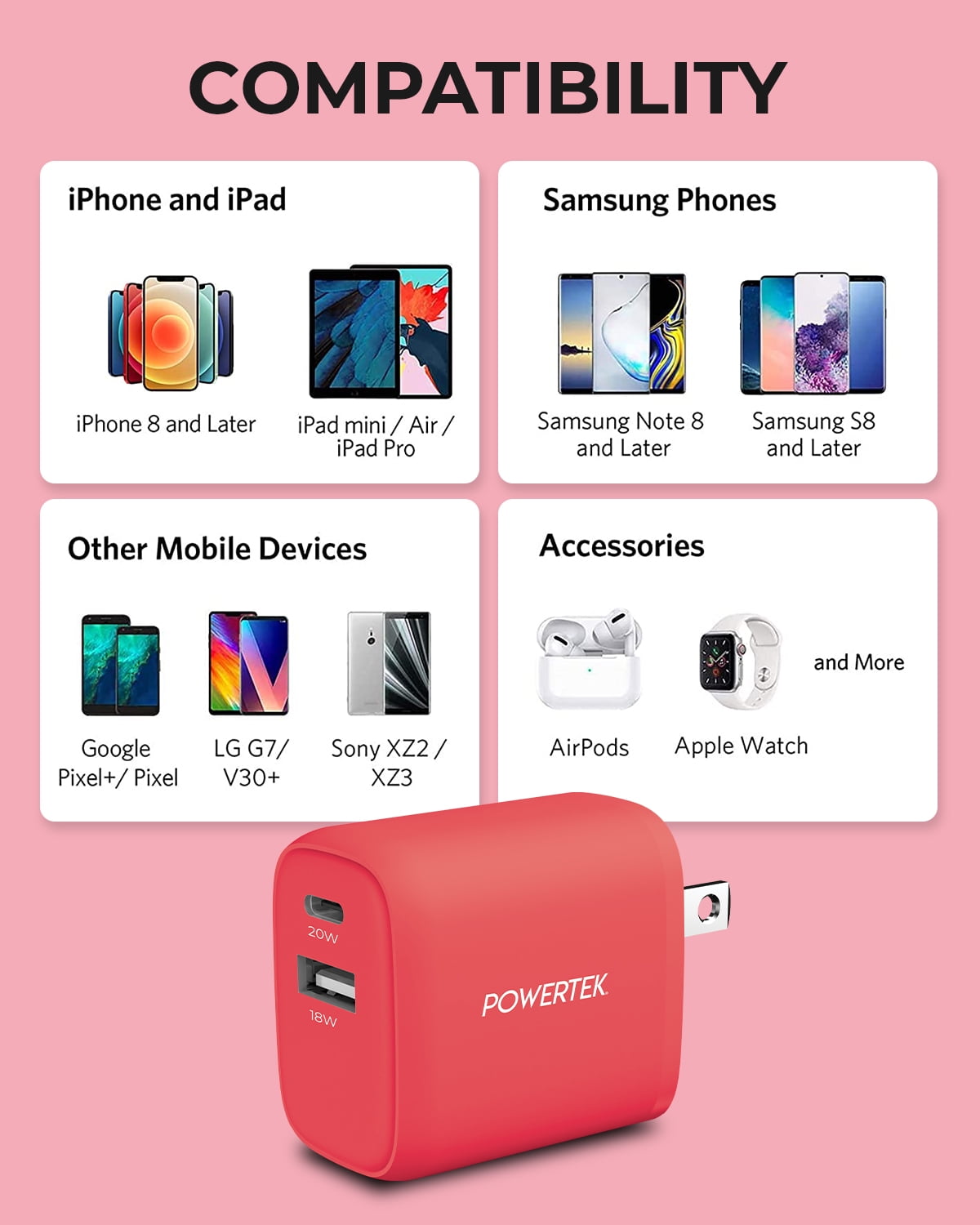 Powertek Liquipel USB A/ USB C Dual Port Charger