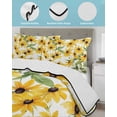thumbnail image 3 of Quilt King Size Bedding Set, Sunflowers Reversible Summer Quilt 3 Pieces, Yellow Botanical Floral Green Leaf Lightweight Bedspreads Coverlets with 2 Pillow Shams for All Seasons, 3 of 5