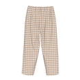 thumbnail image 5 of Xecao Brown Gingham Women's Straight Lounge Pajama Pants: The Epitome of Relaxed Sleepwear, 5 of 9