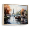 thumbnail image 2 of Designart "Orange Canal Waterways Painting I" Canals Floater Framed Wall Art Print, 2 of 7