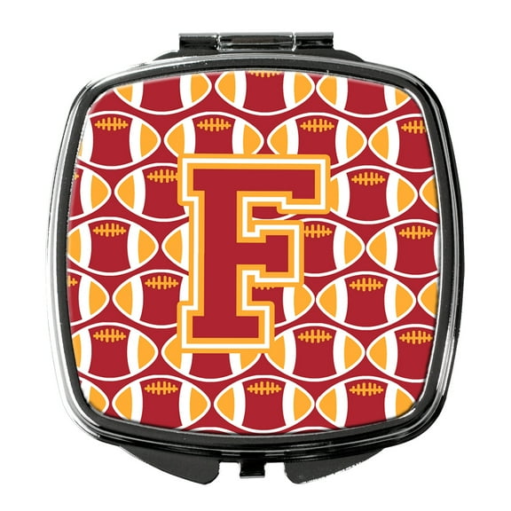 Letter F Football Cardinal and Gold Compact Mirror