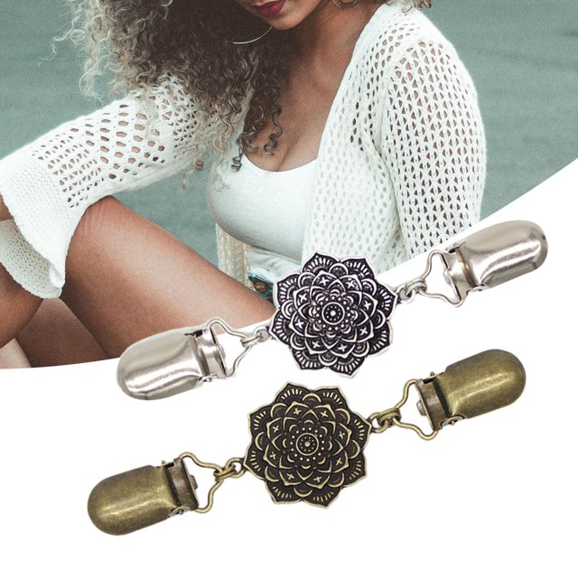 2 piezas de Clips de chal de suéter Retro, cárdigan para mujeres y niñas, Clips de cuello broche Pin vestidos joyería blusa encanto Accesorios Yinane Clips de camisa de suéter retro
