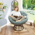thumbnail image 2 of S-HOME Ergonomic Brown Frame Wicker Papasan Chair with Thick Cushion, 360 Degree Swivel for Living Room & Outdoors, Light Green, 2 of 16