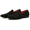 thumbnail image 3 of Santimon Men Velvet Loafers Rhinestone Flats Slip On Dress Tuxedo Shoes Black 7.5 US, 3 of 7