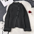 thumbnail image 3 of CaComMARK PI Womens Cardigan Sweaters Button Down Long Sleeve Knit Outerwear Oversized Fashion Chunky Open Front Sweater Gray, 3 of 9