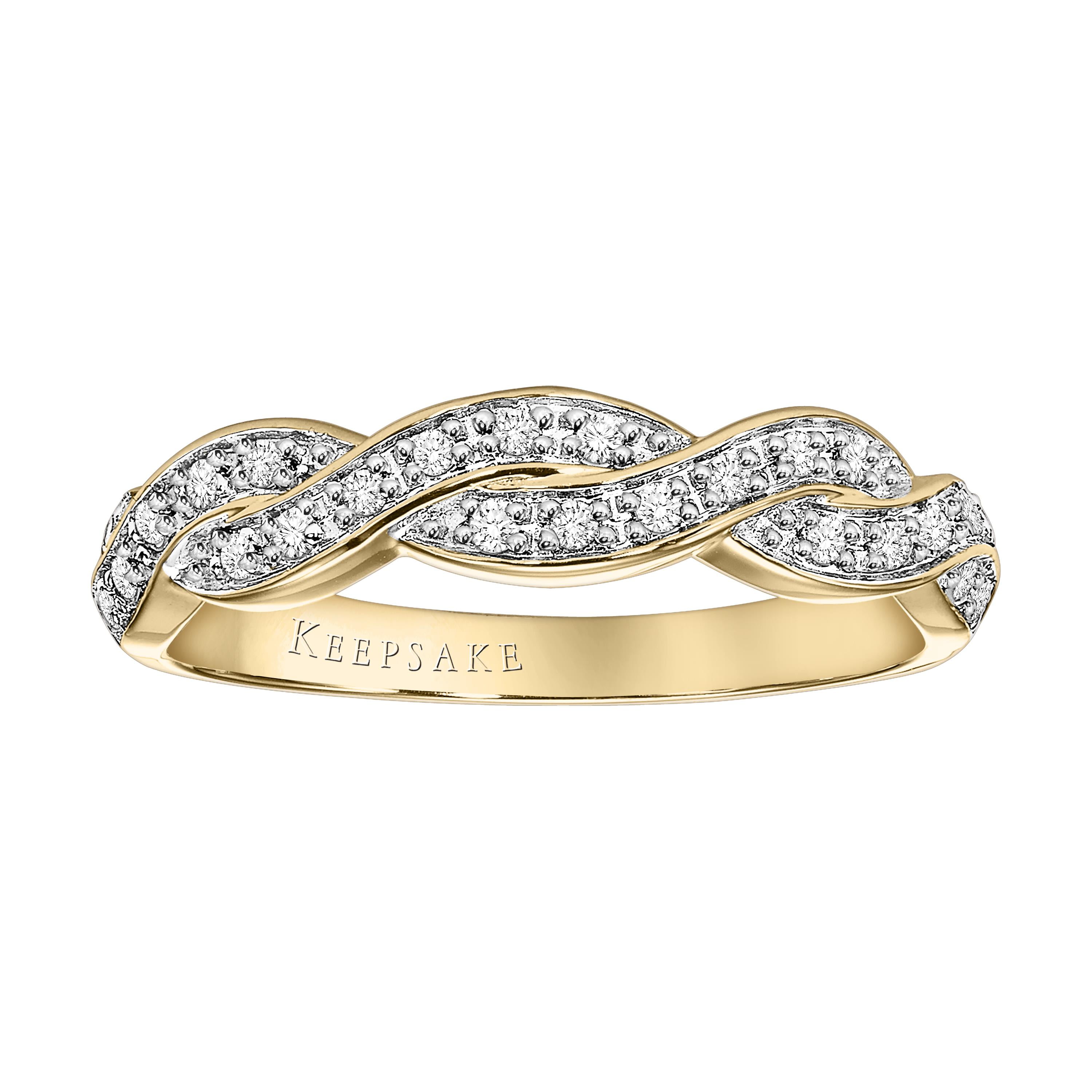 Keepsake Love Knot 1 7 Carat T.W. Certified Diamond 10kt Yellow Gold Anniversary Band by Frederick Goldman Inc.