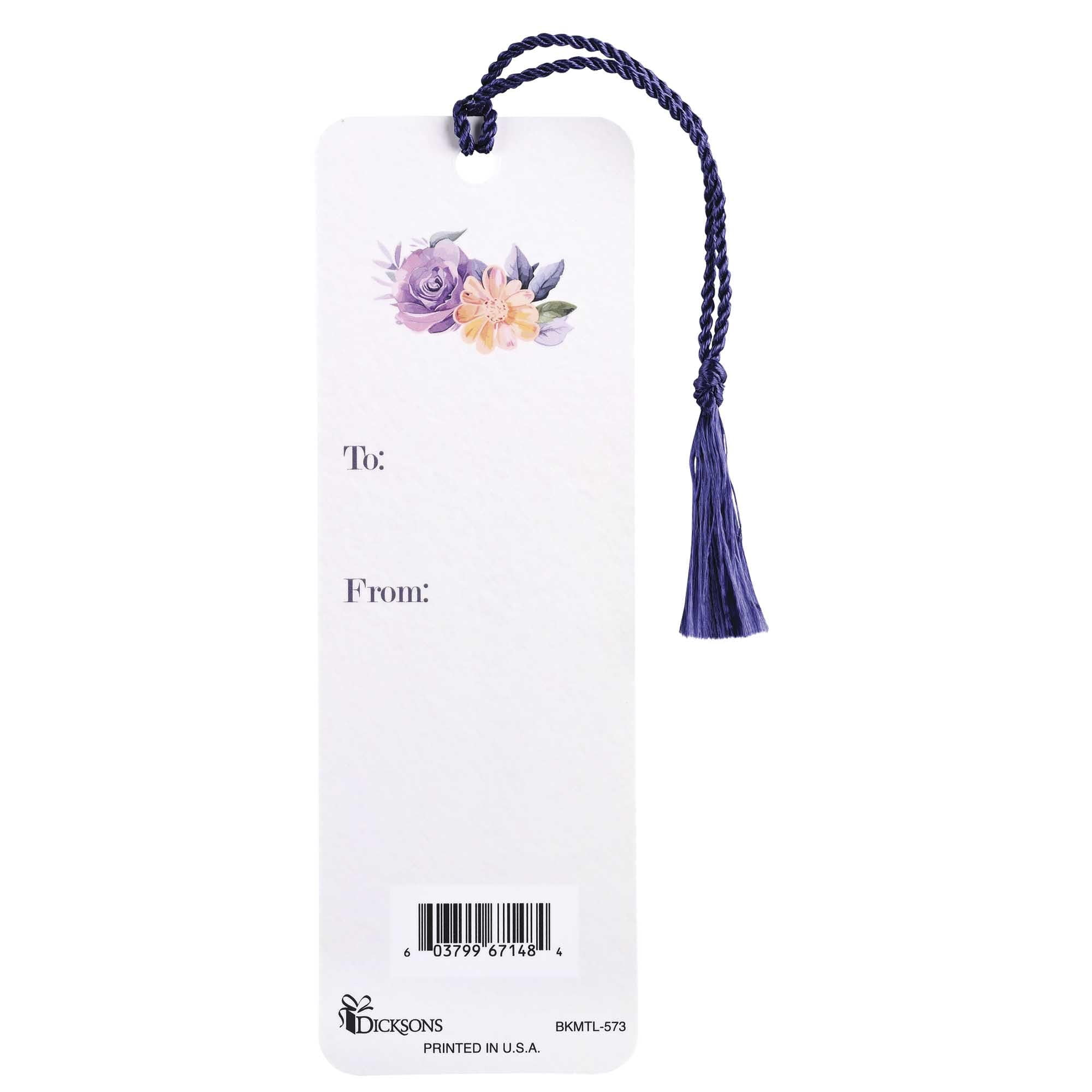Dicksons Inspirational Bible Verse Tassel Bookmark for Books and Novels 2 x 6 Cardstock Honor Her Purple Floral - Pack of 12