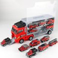 thumbnail image 1 of KAIYANG Camión de carga con pista deslizante con 6 pequeños autos de aleación Camión de bomberos de simulación para niños Vehículo de ingeniería Camión de bomberos Chi Multicolor, 1 of 5
