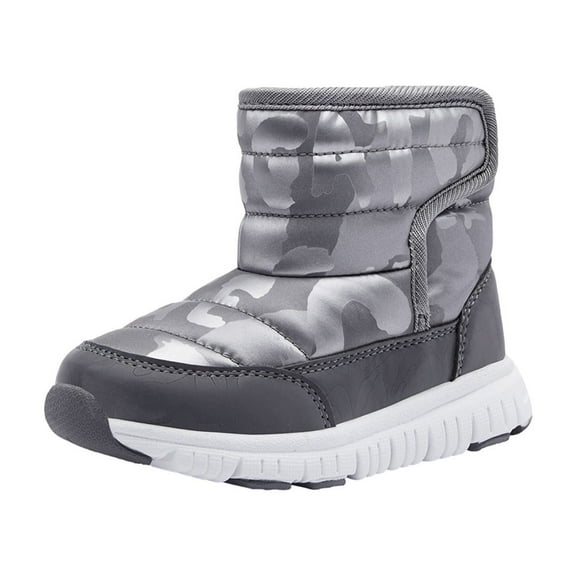 Juebong Toddler Little Kid Snow Boots For Boys Girls Kids Outdoor Winter Shoes Cotton Boots,Gray Size 13 M
