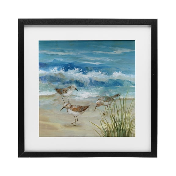 Stupell Industries Rustic Lodge Beach Sandpiper Gathering Black Framed Print Under Glass, 13 x 13, by Nan