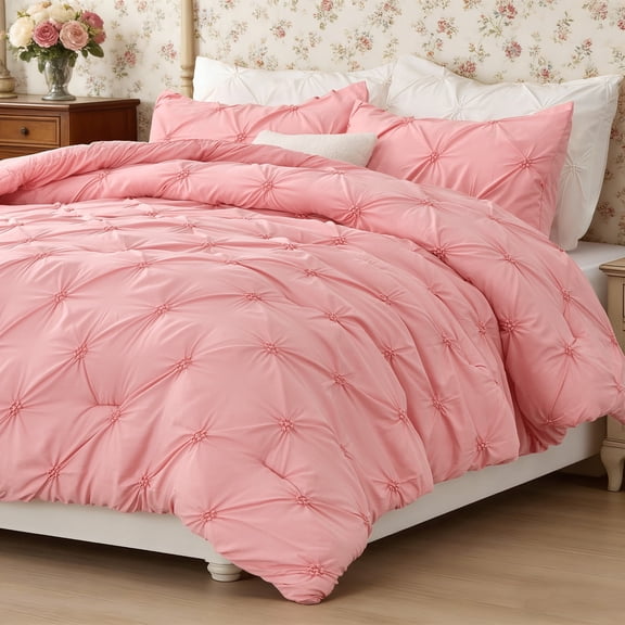 SoComfy by Bedelite Comforter Set - Boho Pintuck Bedding Comforter Sets, Lightweight Soft & Warm King Bedding Set for All Season