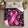 thumbnail image 5 of Pink Ribbon Awareness Support Art Swirling Streamers Hearts, Cozy Friendship Quote Scene, Warm Flannel Blanket for Living Room and Reading Nook, Art Lovers Thank You Gift, Artistic Home Decor, 5 of 9