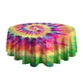 thumbnail image 5 of Colorful Tie Dye Pattern Round Tablecloth 60"x60",Wrinkle Wipeable Table Cloth for Kitchen Dining Room Picnic Patio Party, 5 of 6