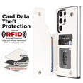 thumbnail image 6 of Wallet Case for Samsung Galaxy S23 Ultra, RFID Blocking Card Slots Holder PU Leather Fashion Back Flip Cover with Kickstand Magnetic Buttons Shockproof Case for Samsung Galaxy S23 Ultra,White, 6 of 8