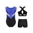 thumbnail image 2 of Haitryli Kids Girls Dance Gymnastics Outfit Competition Stage Show Dancewear Breathable Color Block Blue Black 12, 2 of 3