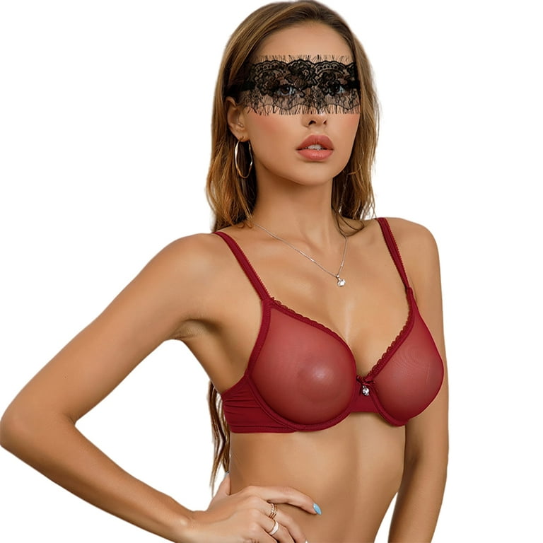 Varsbaby Women's Unlined Bra See Through Underwear with Lace Eyemask