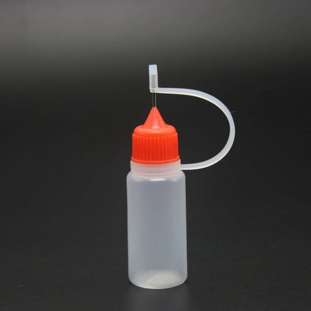 Botella vacía de subbotella de maquillaje, botella con aguja, botella con orificio de color, botella de PE translúcida de 10 ml, tubo de aguja, botella blanda