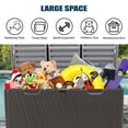 thumbnail image 4 of Aoodor 85 Gallon Deck Box, Lockable Outdoor Storage Box Bench for Patio Furniture Cushions, Brown, 4 of 10