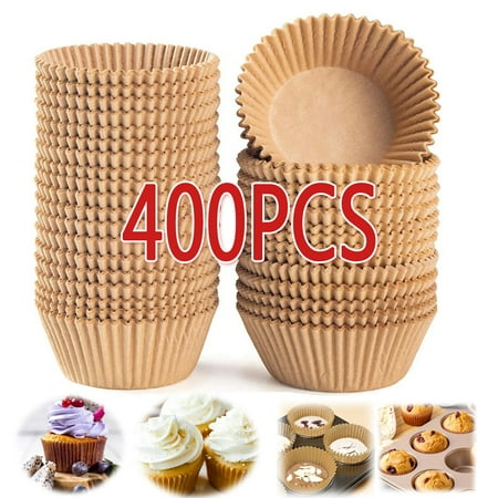 

400Pcs Cupcake Liners Muffin Linner No Smell Food Grade Baking Cups-Standard Size(Natural)
