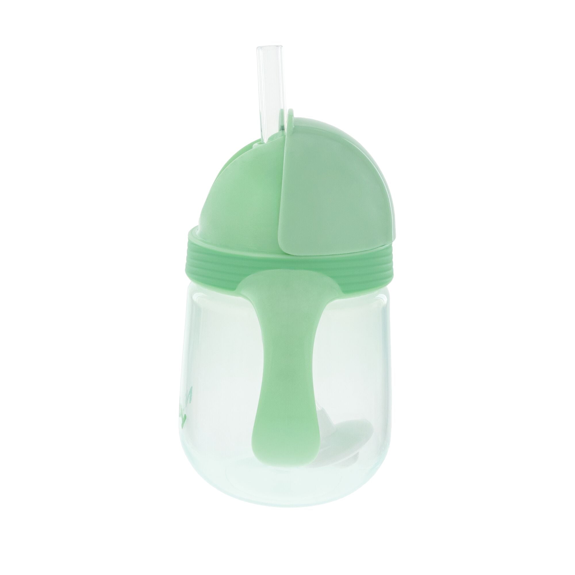 Nuby's Clik-It 2-Handle Silicone Trainer Cup with Weighted Straw for Toddlers, ages 12 months+, Blue/Green, 2 Pack