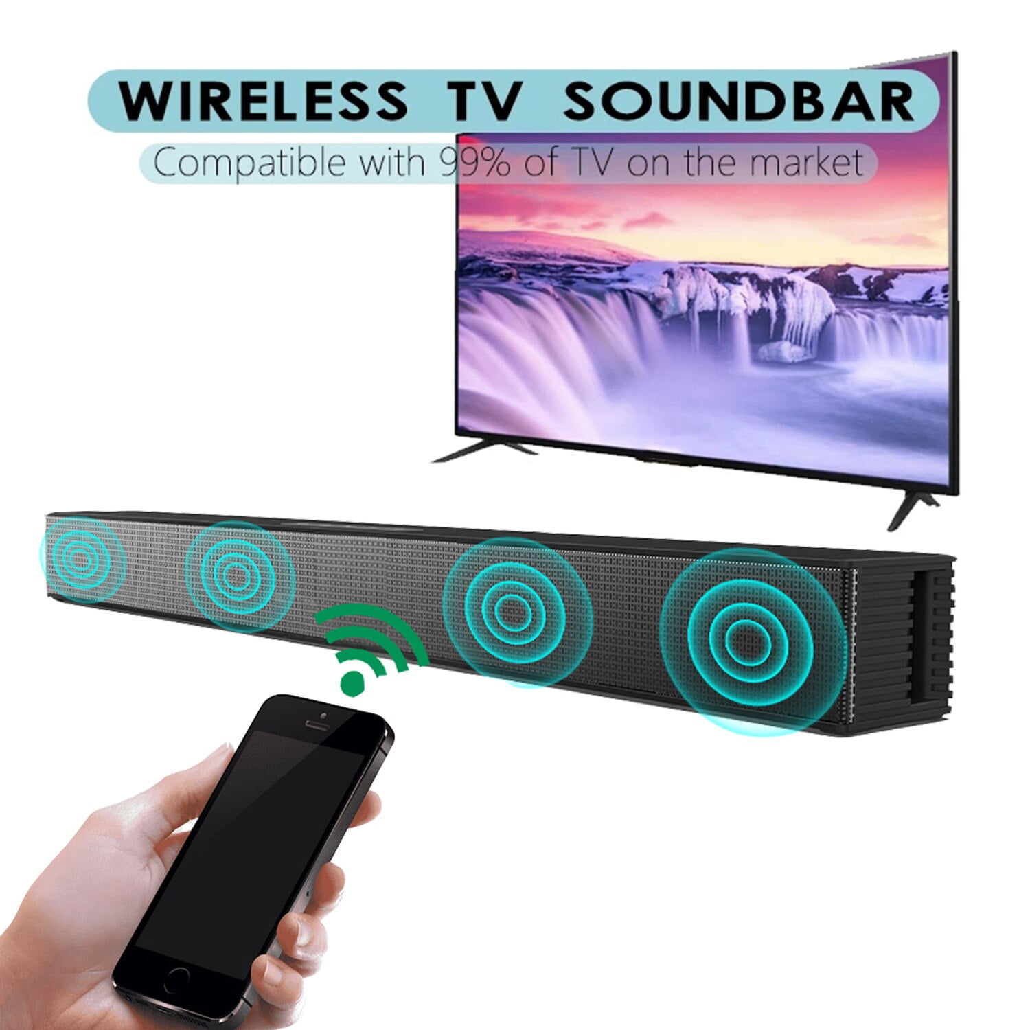 40W TV Soundbar Heimkino Subwoofer Wireless Bluetooth Optisch Coaxial USB Neu 