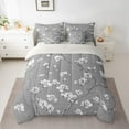 thumbnail image 2 of Manfei Chic Plum Blossom Bedding Comforter Set, Vintage White Floral King Bedding Sets, Gray Aesthetic Bed Sheets for Girls Women, Ultra Soft Home Decor Reversible 7 Pieces, 2 of 8