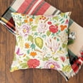 thumbnail image 5 of Pink Floral Throw Pillow Covers Set of 2 Elegant Mid Century Flower Decoration Cushion Cover Vintage Pillow Case for Bed Living Room Couch Outdoor Home Decor, 18x18 Inches Green Colorful, 5 of 6
