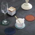 thumbnail image 4 of 5pcs Round Coasters PU Leather 10CM Bar Solid Color Coasters Restaurant Coffee MATS, 4 of 5