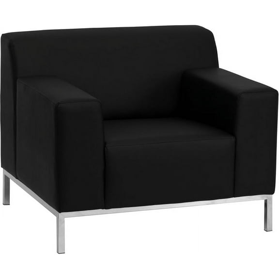 Emma Oliver Black LeatherSoft Line Stitched Chair with Integrated Stainless Frame