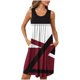 thumbnail image 1 of Camisón corto estampado con bolsillos para mujer, sin mangas, con pliegues, cuello redondo, de poliéster, 1 of 5