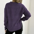 thumbnail image 5 of Floral Crewneck Sweaters Womens Fall Chunky Knit Pullover Tops Loose Fashion Long Sleeve Ladies Sweater Purple, M, 5 of 6