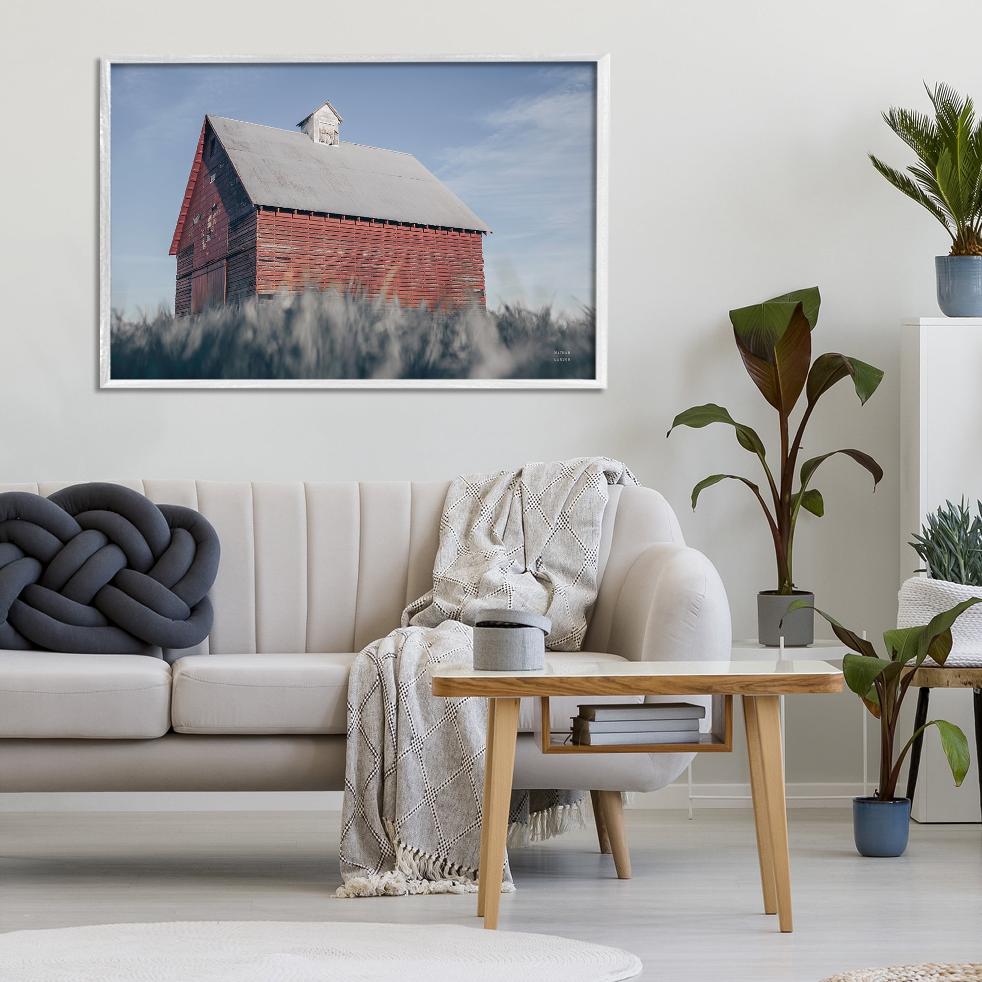 Stupell Industries End Of The Field Cottage White Framed Giclee Art, design by Nathan Larson