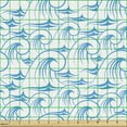 thumbnail image 2 of Ambesonne Nautical Fabric by the Yard Upholstery, Ocean Waves Swirling Foam, 1 Yard, Sky Blue White, 2 of 5